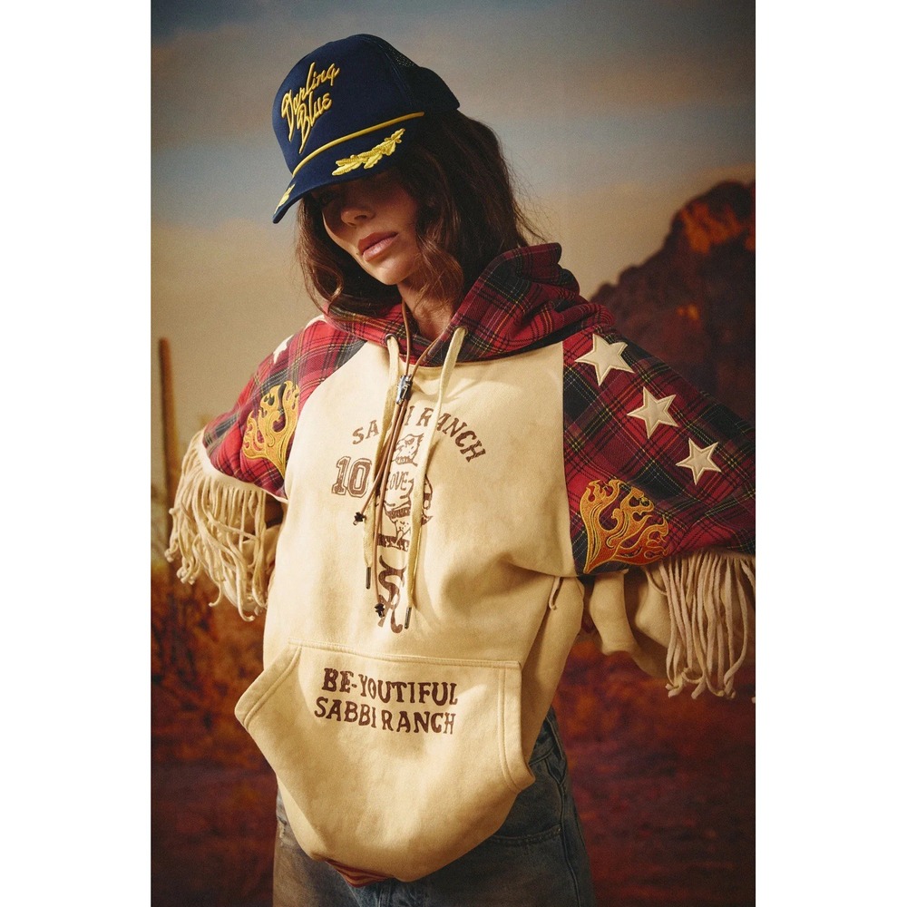 NWT Sabbi Nellies Hoodie Sz Medium/M Western Ranch Horse Fringe Rodeo Flame